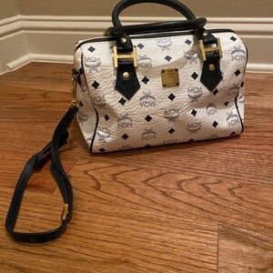 Vintage White MCM Medium Speedy Purse.